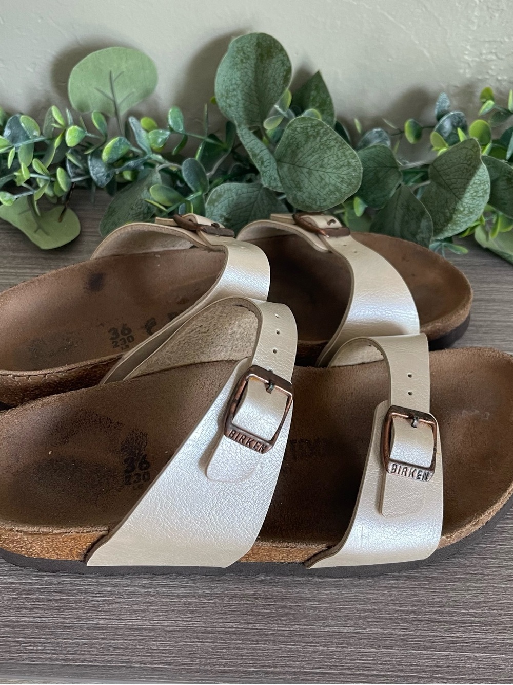 Birkenstock Birko-Flor Women’s Arizona Sandals EU 36 Narrow Tan Beige
